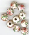 10 10mm White Cloisonné Rounds